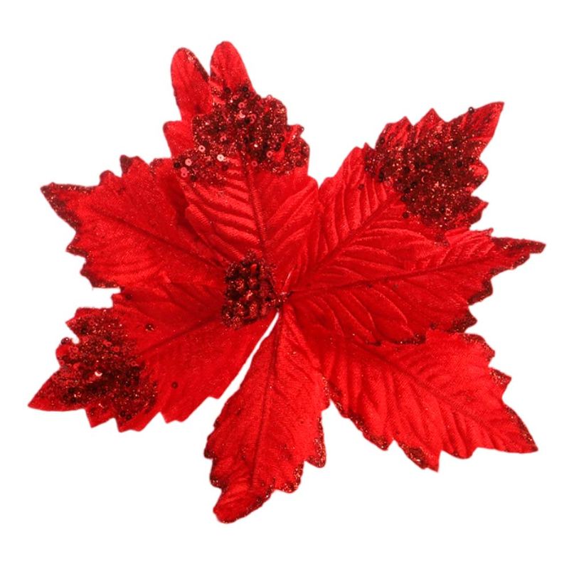 FLOR NAVIDEÑA ROJA CON PURPURINA