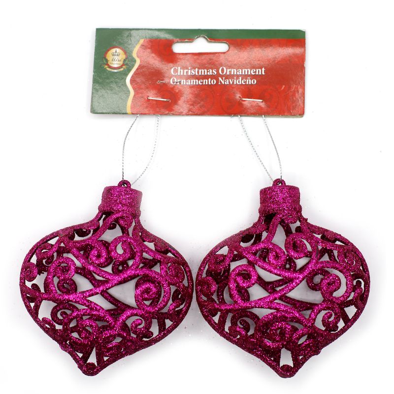 COLGANTE NAVIDEÑO CORAZON FUCSIA C/2PZS XMTX215-401E