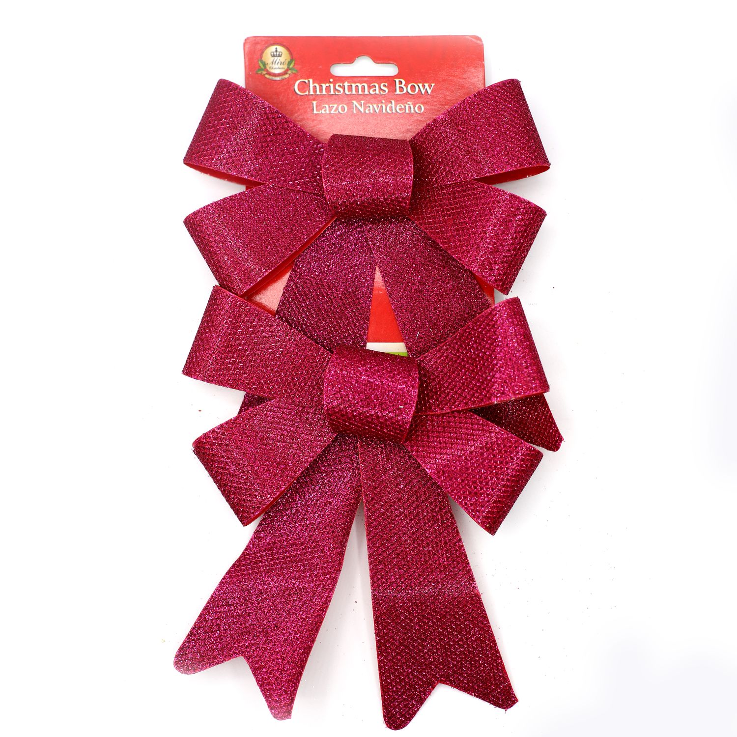 ADORNO MOÑO DE PLASTICO FUCSIA CON BRILLO 