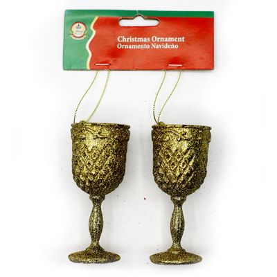COLGANTE NAVIDEÑO COPA DORADO 2PCS 10 X 4.5 X 4.5CM