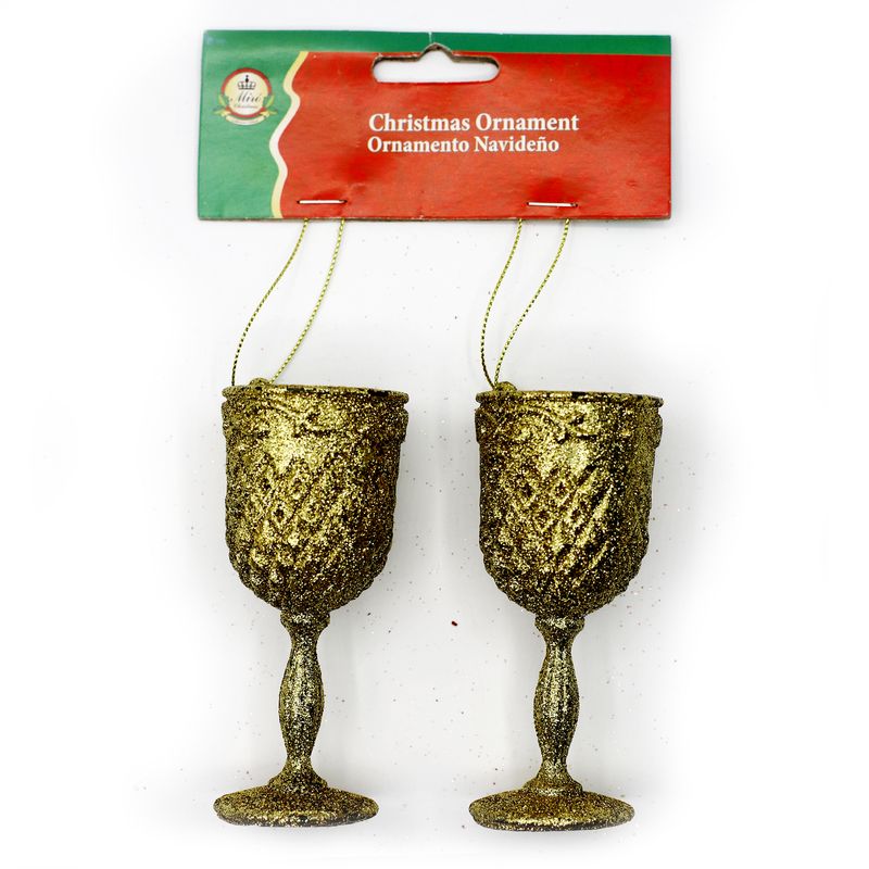 COLGANTE NAVIDEÑO COPA DORADO 2PCS 10 X 4.5 X 4.5CM