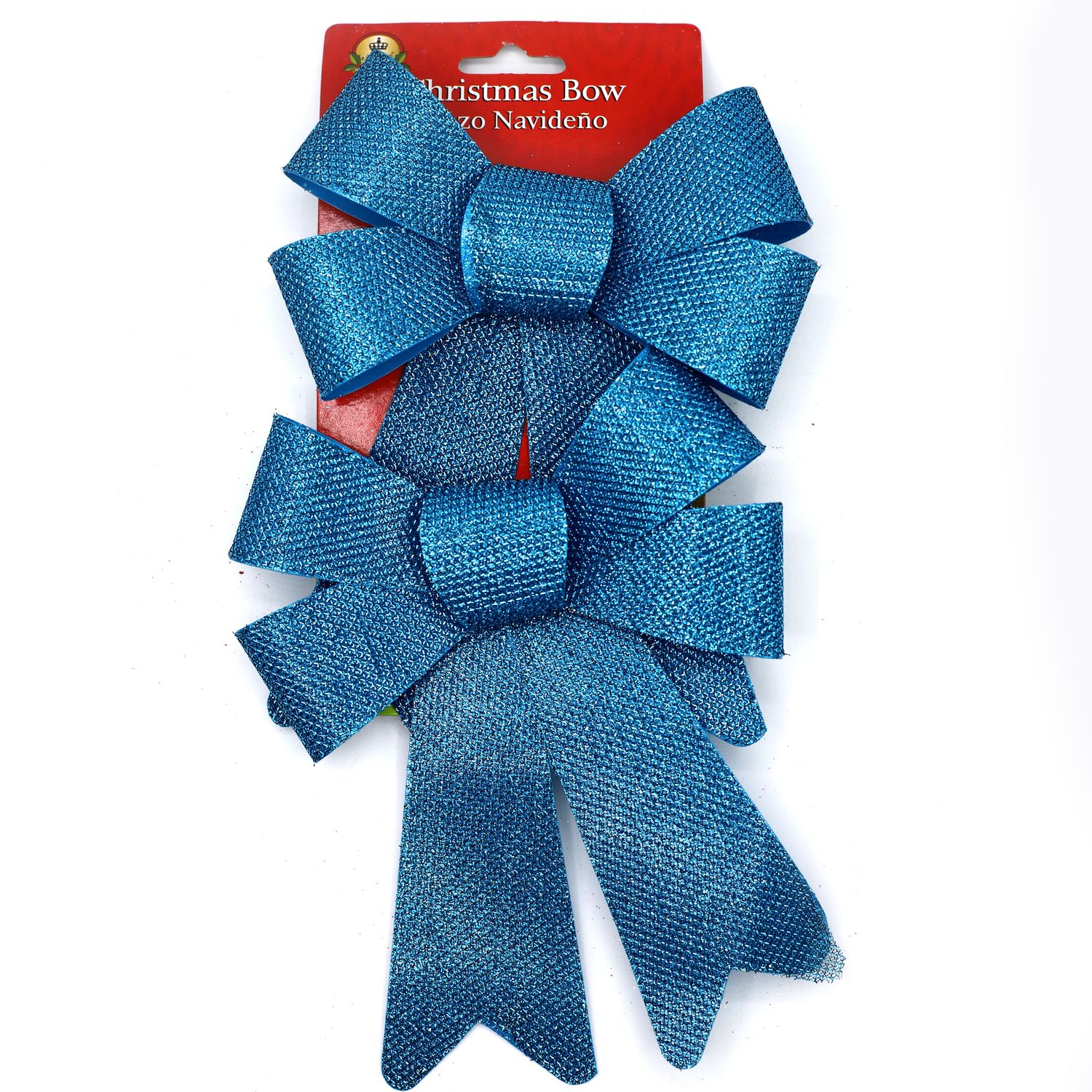 MOÑO PARA ADORNO NAVIDEÑO AZUL CON BRILLO