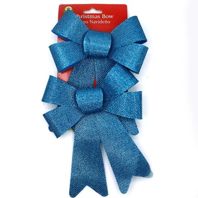MOÑO PARA ADORNO NAVIDEÑO AZUL CON BRILLO