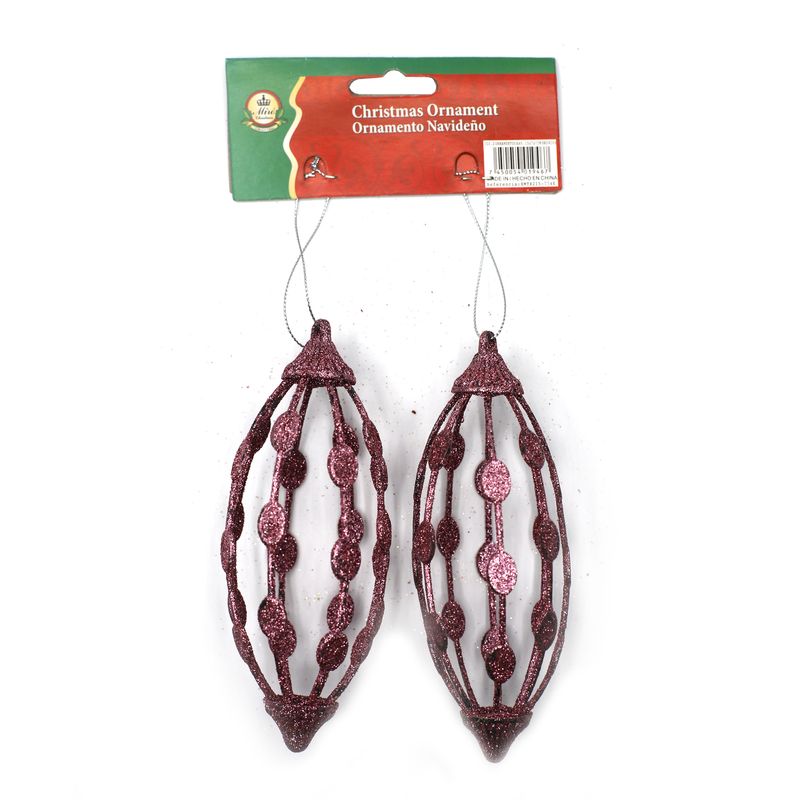 COLGANTE NAVIDEÑO OVAL ROSA 2 PZS