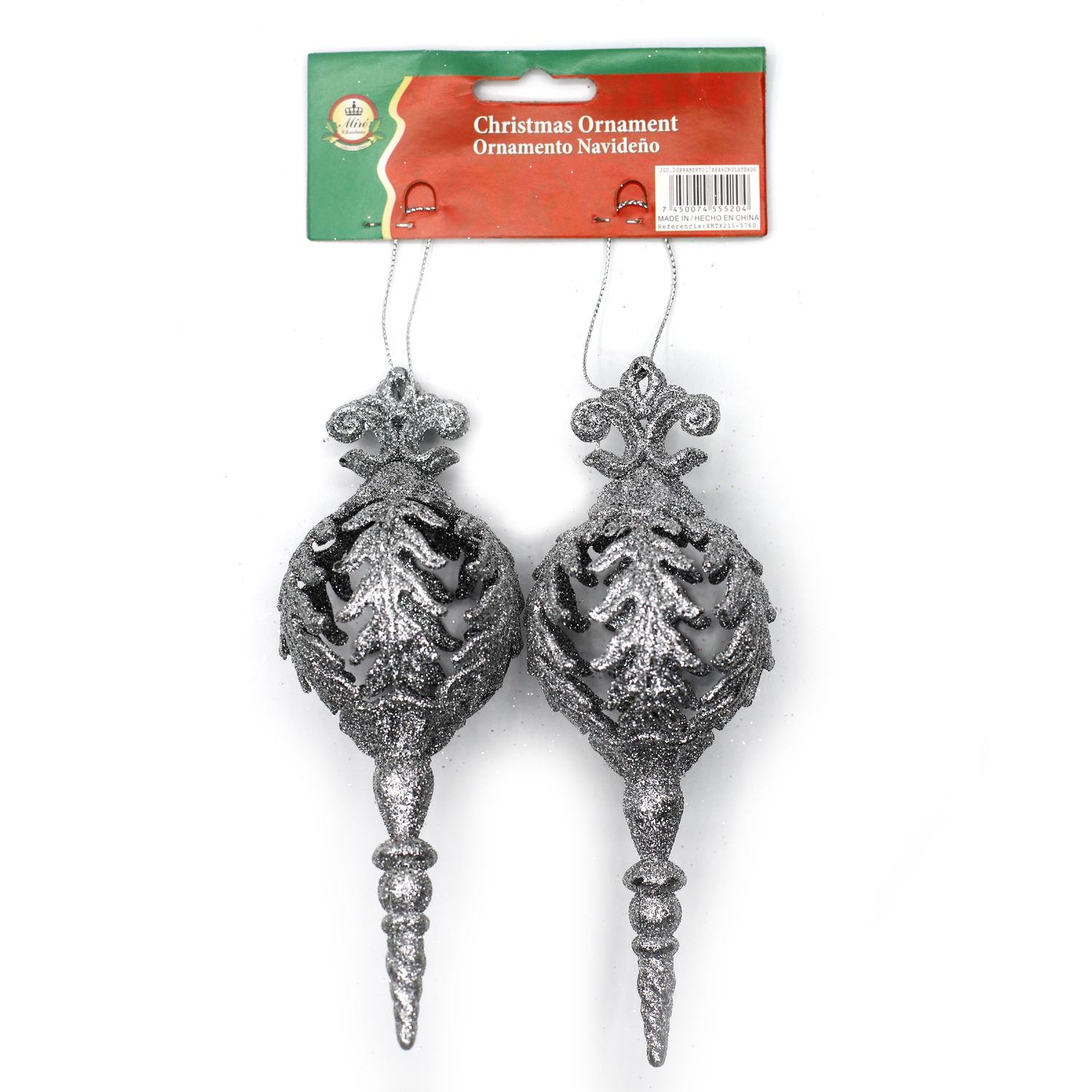 COLGANTE NAVIDEÑO ADORNO CETRO PLATEADO 2 PZS