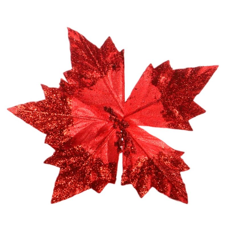 FLOR NAVIDEÑA ROJA CON PURPURINA