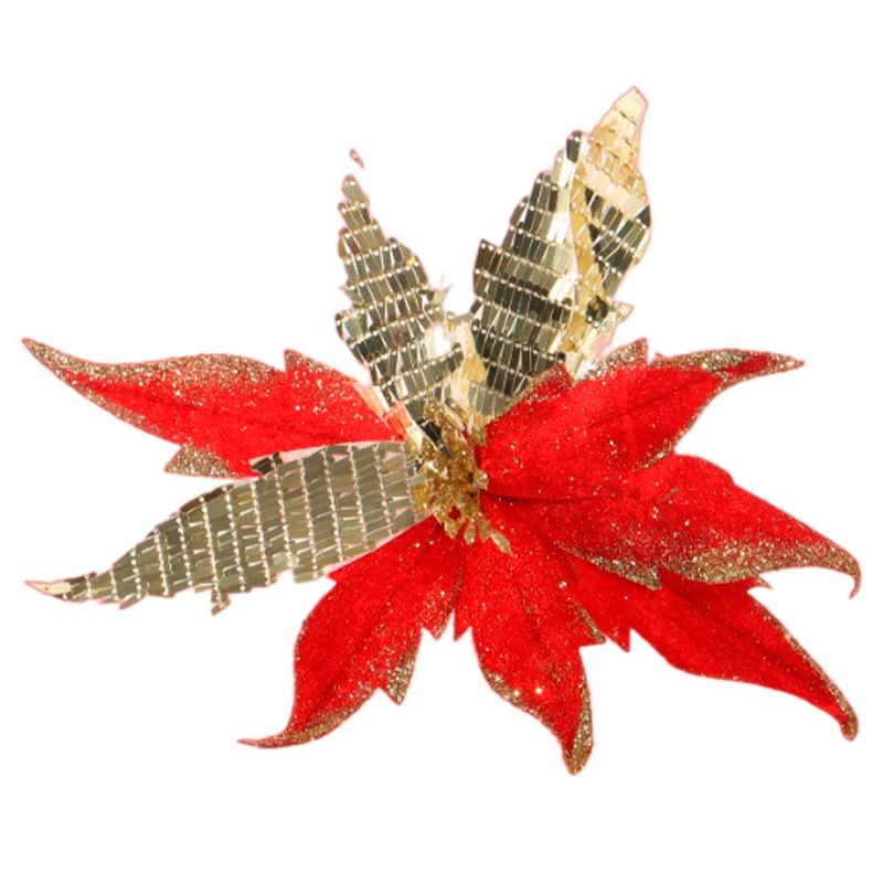 FLOR NAVIDEÑA ROJA CON DORADO