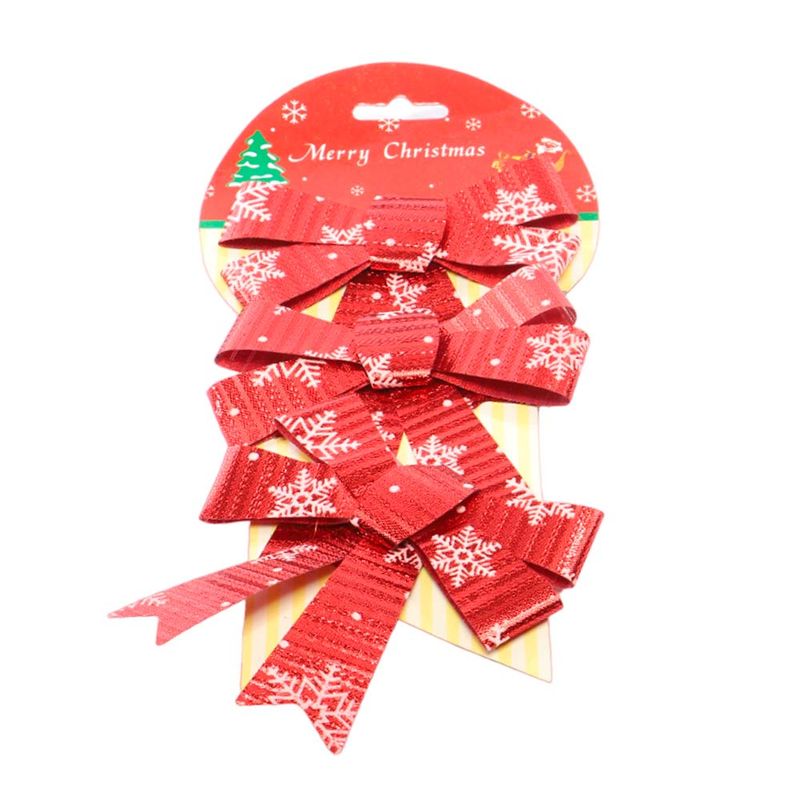 MOÑO NAVIDEÑO ROJO CON COPOS DE NIEVE