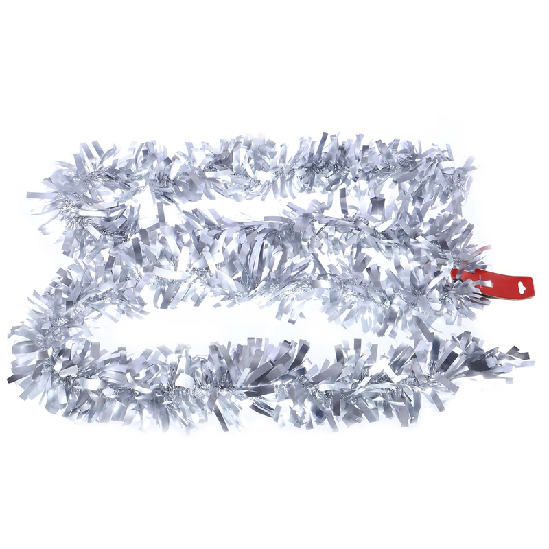 FESTÓN NAVIDEÑO DE PLÁSTICO PLATEADO 2 M X 9 CM