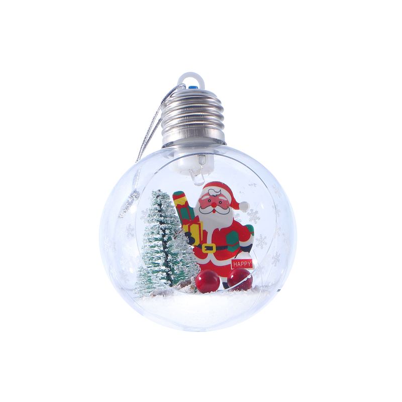 BOLA NAVIDEÑA TRANSPARENTE CON PAPA NOEL 8CM