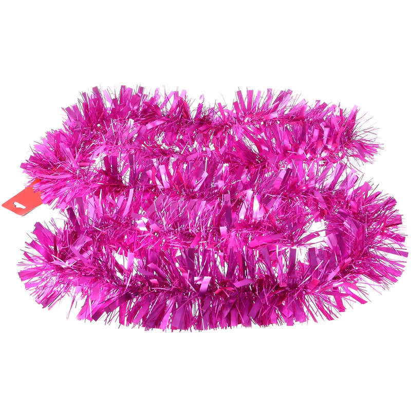 FESTÓN NAVIDEÑO DE PLÁSTICO ROSA 2 M X 9 CM