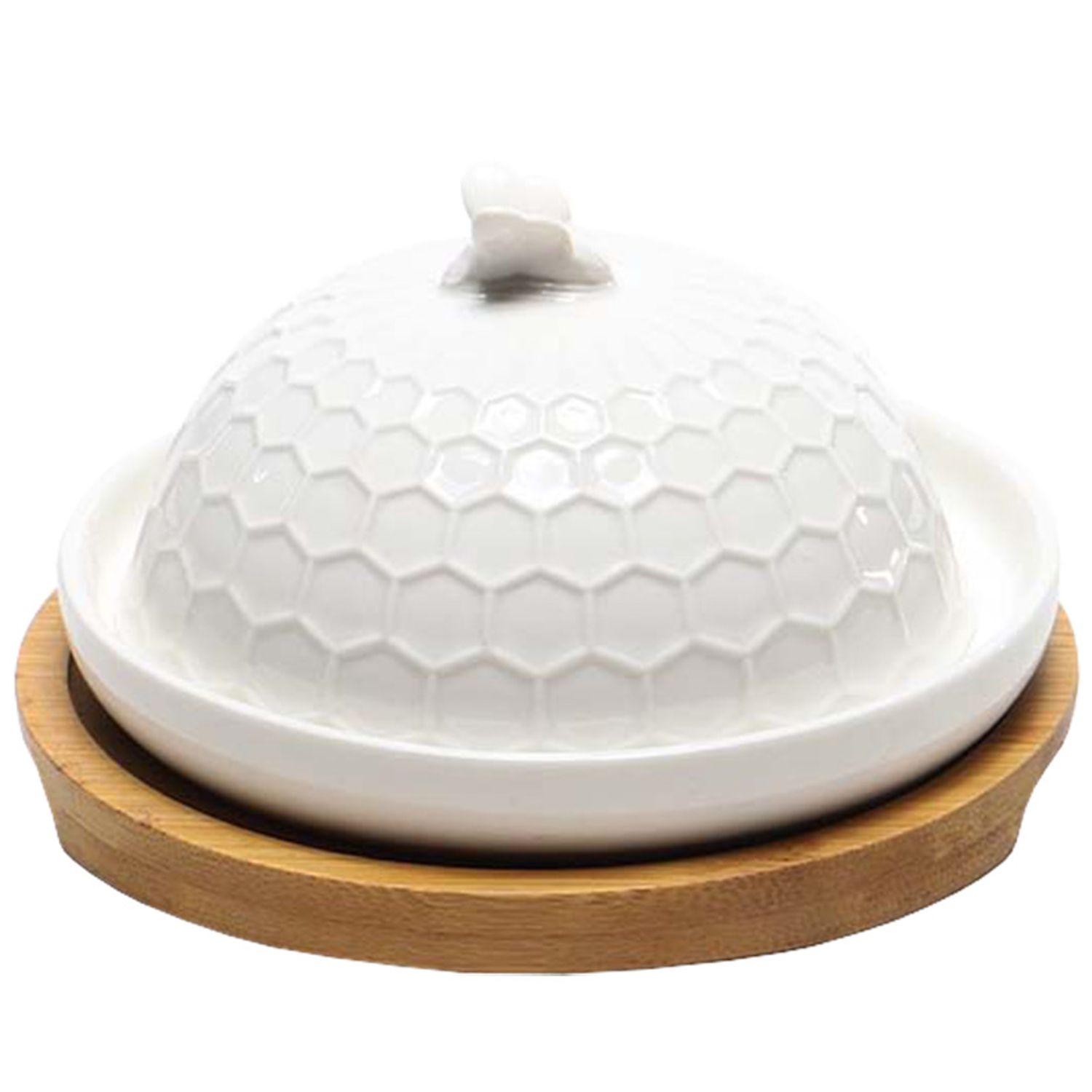 BANDEJA CERAMICA C/  BASE BAMBU