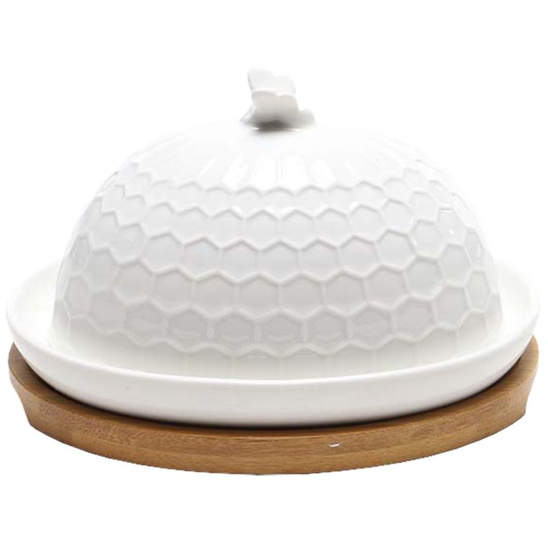 BANDEJA CERAMICA C/ BASE BAMBU