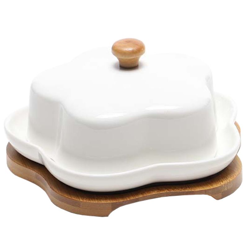 BANDEJA C/TAPA CERAMICA FLOR