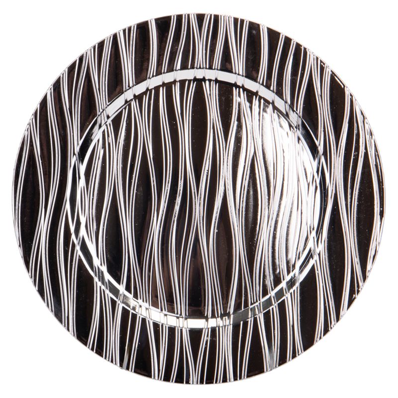 SOUSPLAT REDONDO DE LUJO 33CM TRABAJADO EN ALTO RELIEVE PLATA