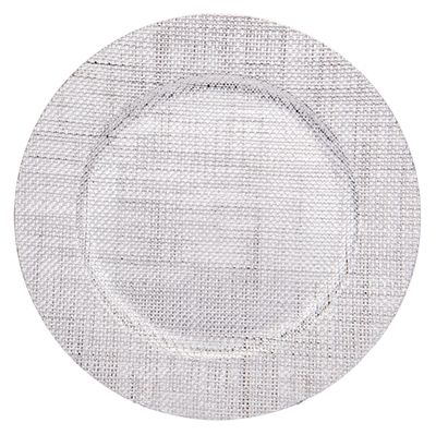 SOUSPLAT REDONDO DE LUJO 33CM TRABAJADO EN ALTO RELIEVE PLATA