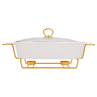 BUFETERA DE PORCELANA CON 2 QUEMADOR 31X22CM