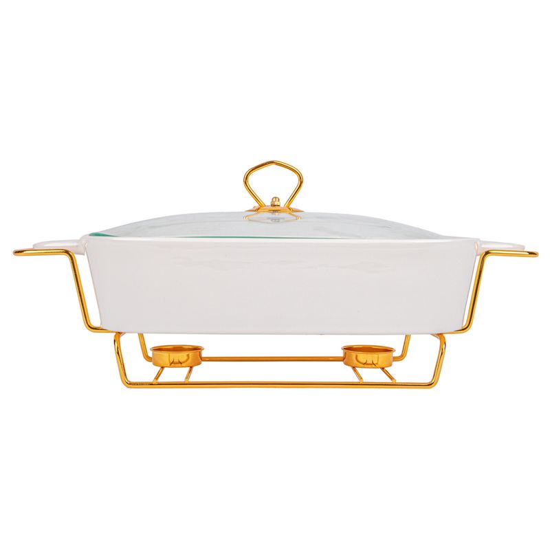 BUFETERA DE PORCELANA CON 2 QUEMADOR 31X22CM