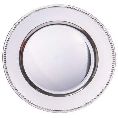 SOUSPLAT REDONDO DE LUJO 33CM TRABAJADO EN ALTO RELIEVE PLATA