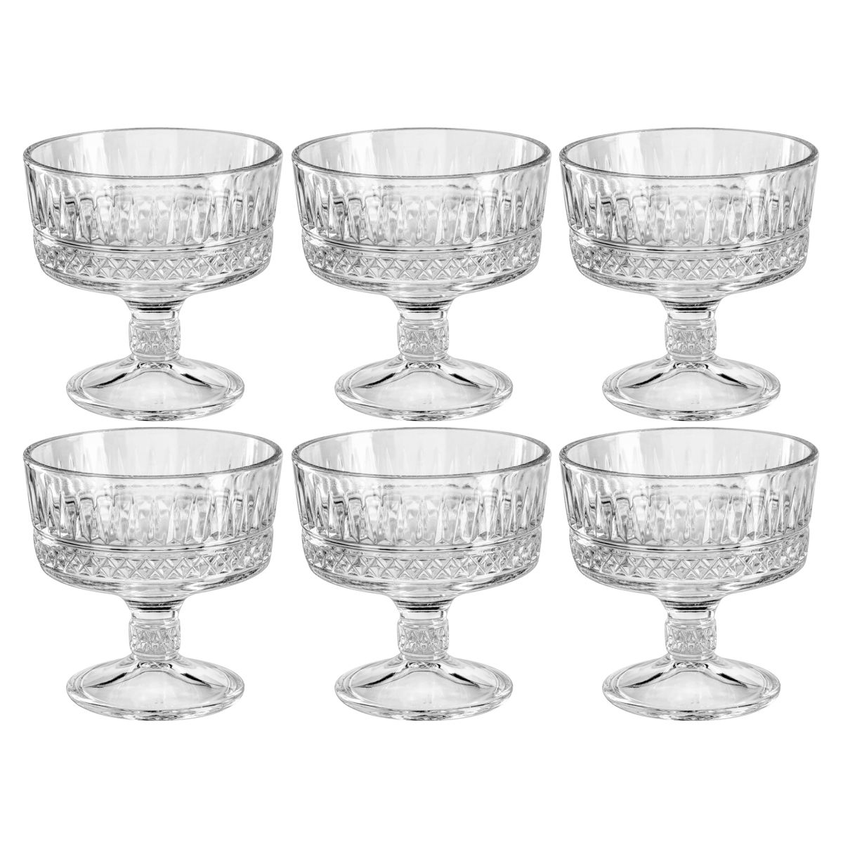 SET VASO PARA POSTRE DE VIDRIO 6PZ 9,5X9,5CM 240ML