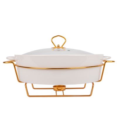 BUFETERA DE PORCELANA CON 1 QUEMADOR REDONDA 28CM