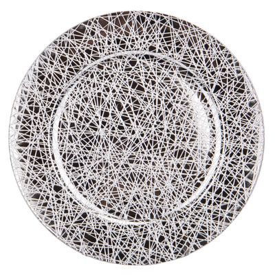 SOUSPLAT REDONDO DE LUJO 33CM TRABAJADO EN ALTO RELIEVE PLATA
