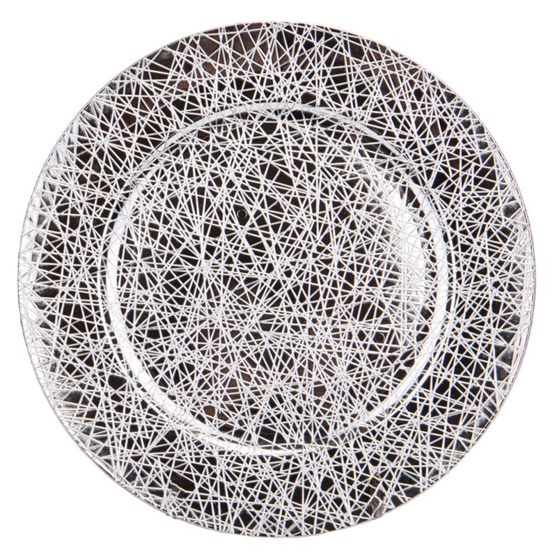 SOUSPLAT REDONDO DE LUJO 33CM TRABAJADO EN ALTO RELIEVE PLATA