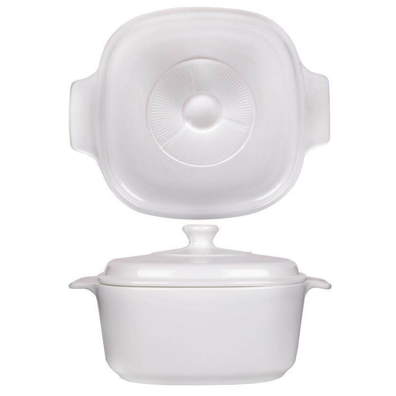 SOPERA BLANCA DE VIDRIO  CON TAPA 20CM DIAMETRO X 9CM PROF.