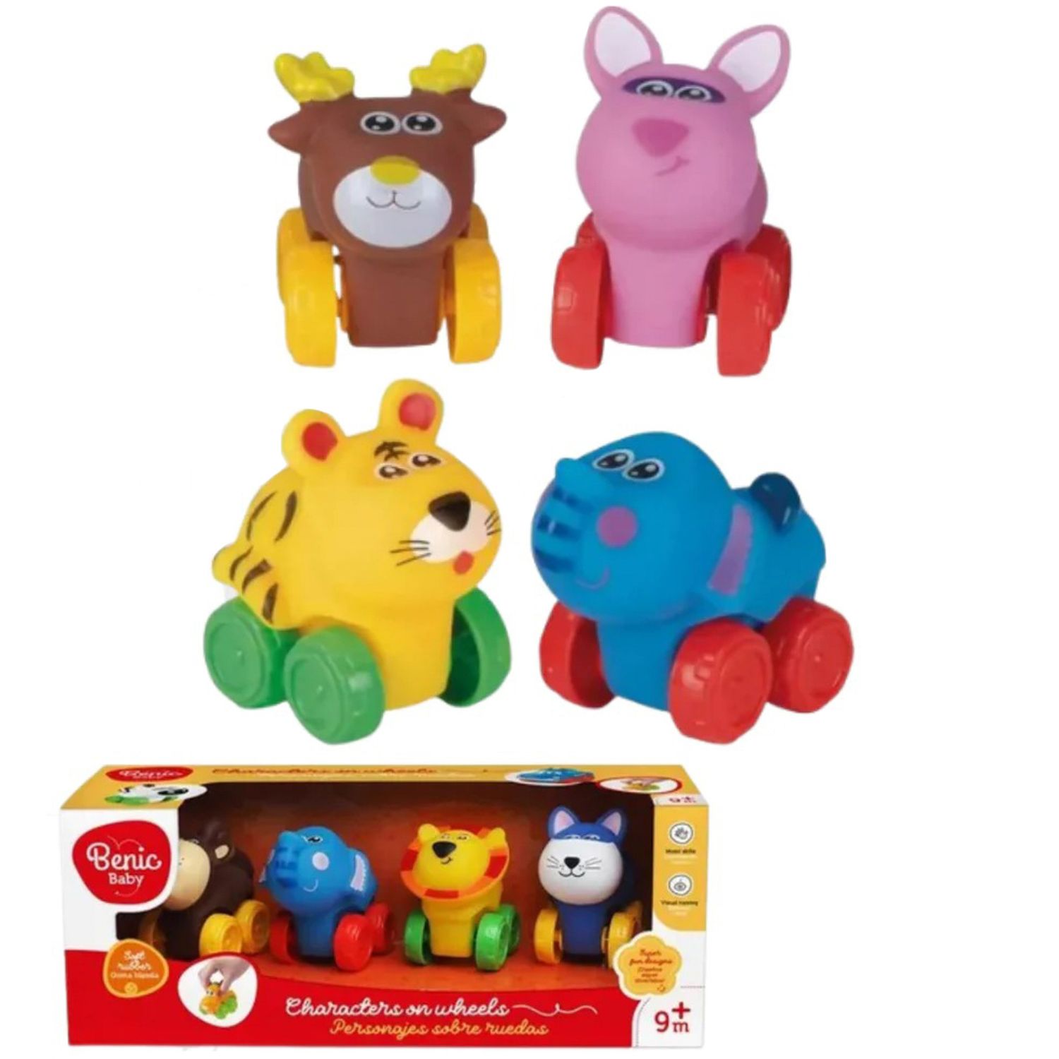 BENIC SET 4 VEHICULOS ANIMALITOS RUEDAS