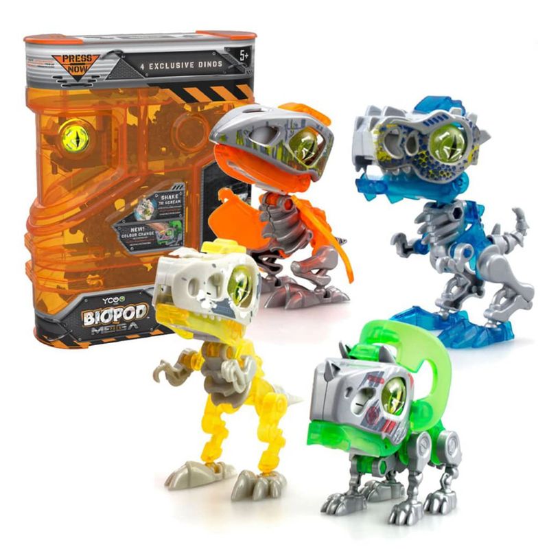 BIOPOD MEGA PACK CON 4 DINOS COLOR CHANGE