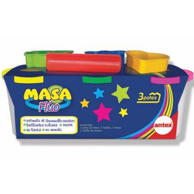 MASA PARA MOLDEAR CON 3 POTE FLUO 
