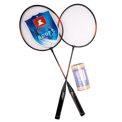 RAQUETAS CON 2 PIEZAS BÁDMINTON CON BOLSA Y PETECA CARBONO