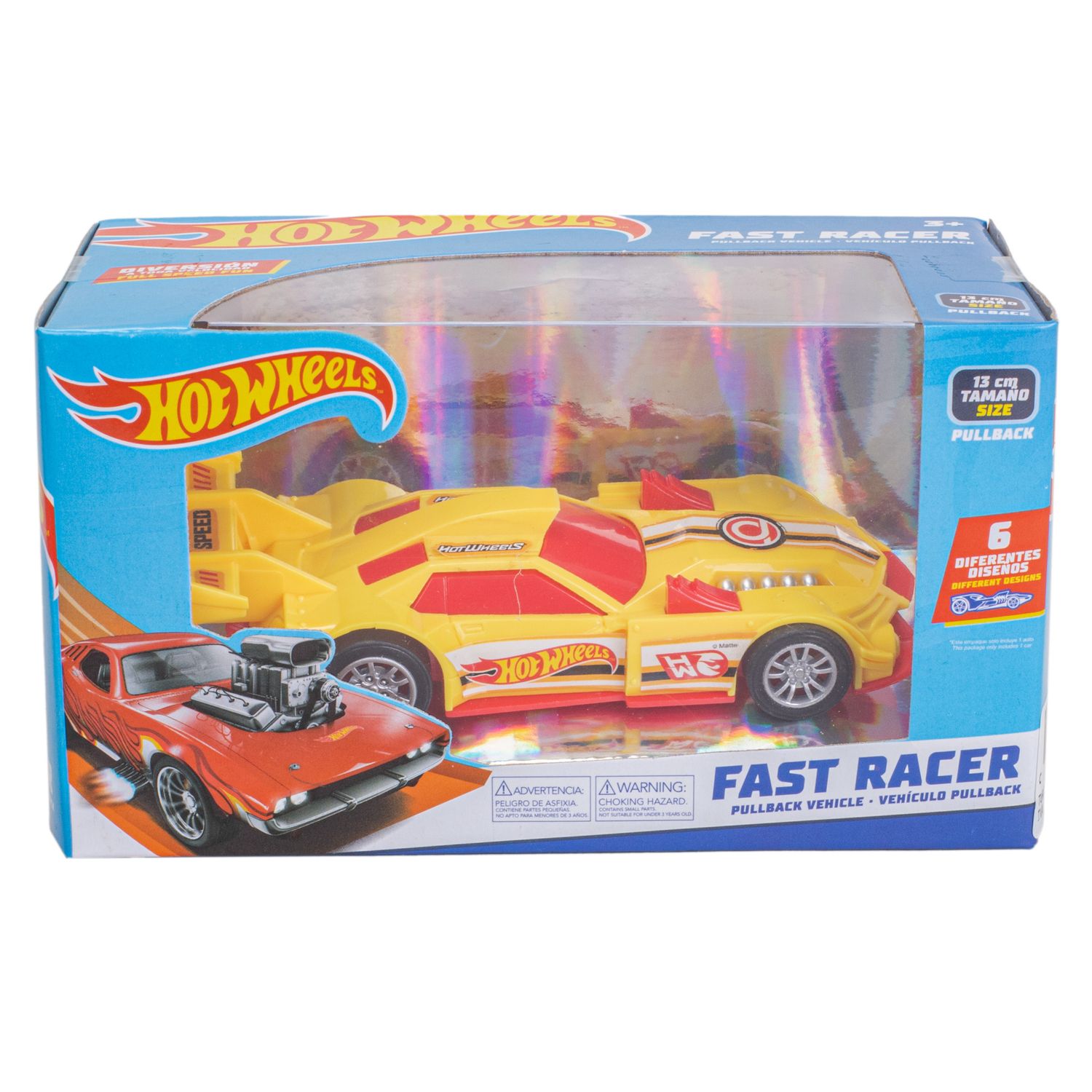 VEHICULO HOT WHEELS FAST RACER PULLBACK 13CM
