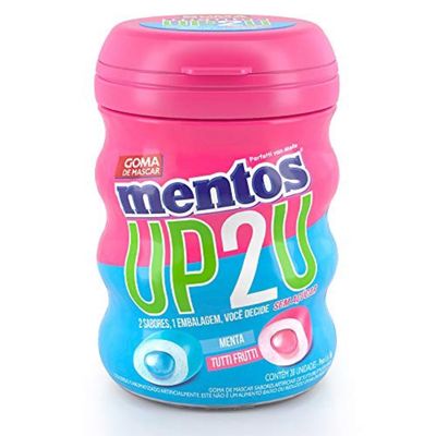 GOMA DE MASCAR MENTOS UP2U MENTA O TUTTI FRUTTI 56G