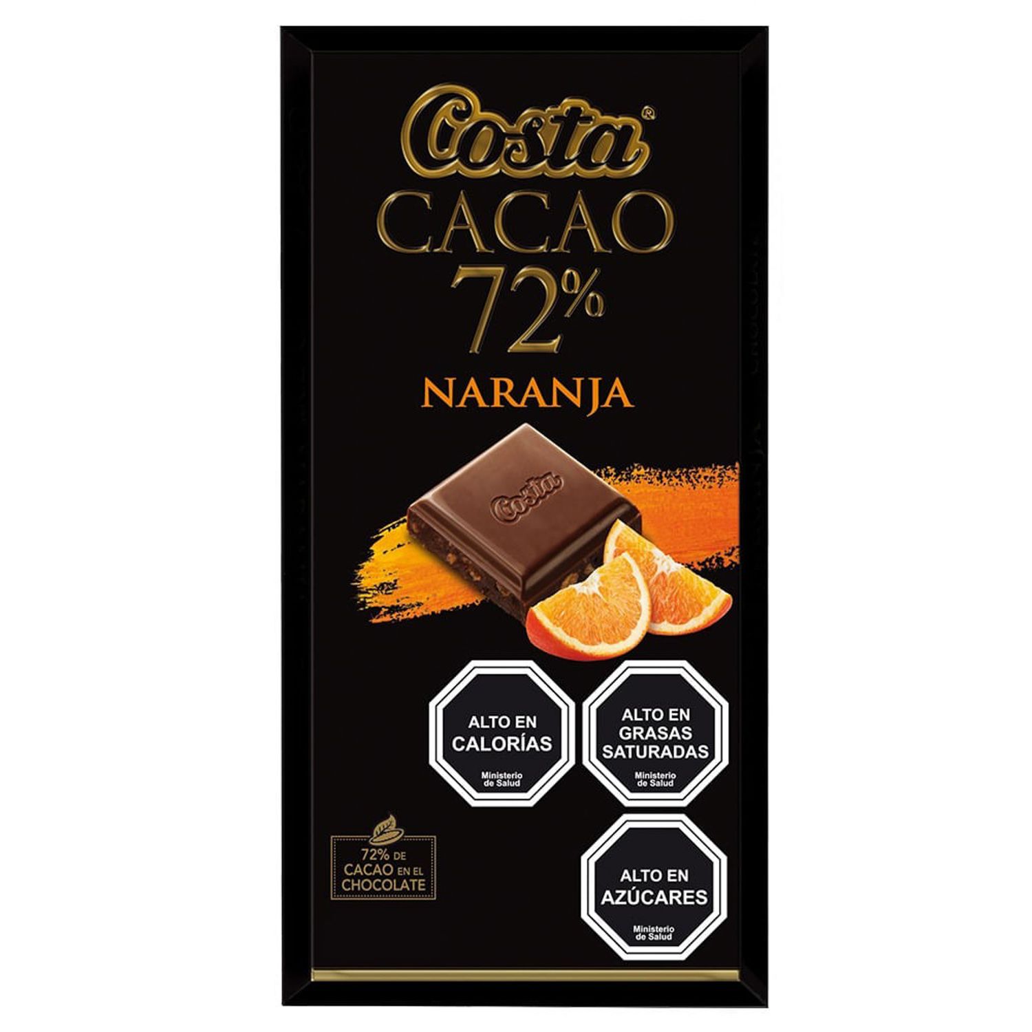 CHOCOLATE COSTA CACAO 72% NARANJA 80G