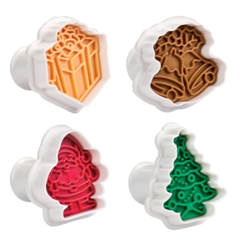 CORTADOR DE MASA CON SELLO TESCOMA 4PZS NAVIDAD DELICIA