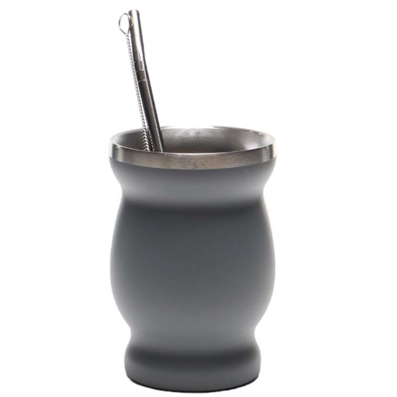 GUAMPA CON BOMBILLA INOXIDABLE GRIS