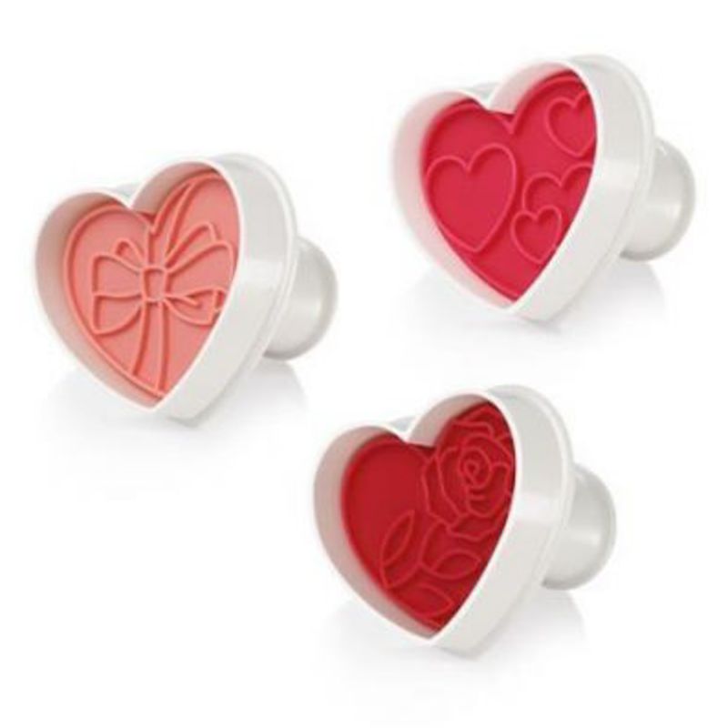 CORTADOR DE MASA CON SELLO TESCOMA 3PZS CORAZONES DELICIA