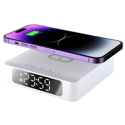RELOJ SATELLITE CON CARGADOR INALAMBRICO AC-T7002 BLANCO