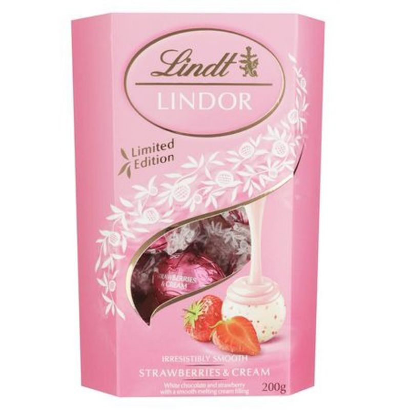 BOMBONES DE FRUTILLA LINDT LINDOR CON CREMA 200G