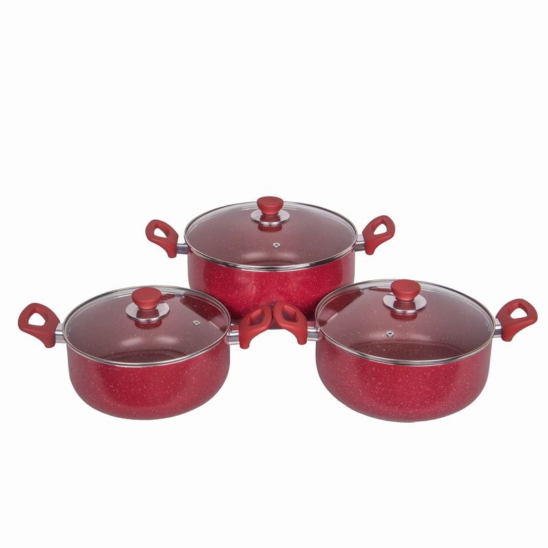 JUEGO DE OLLAS COSMOS 6 PIEZAS 3 COLORES 