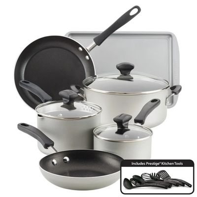JUEGO DE OLLAS FARBERWARE ANTIADHERENTES PLATA 15PZS