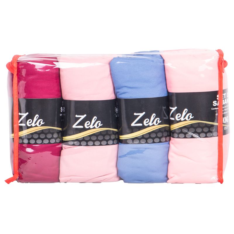 SET DE SABANAS ZELO AJUSTABLE CON FUNDA KING 4 PIEZAS