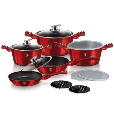 JUEGO DE OLLAS BERLINGER HAUS ROJO 13PCS