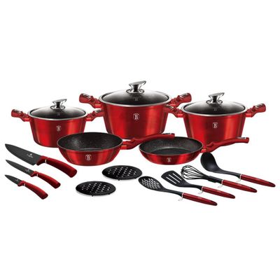 JUEGO DE OLLAS BERLINGER HAUS ROJO 17 PCS