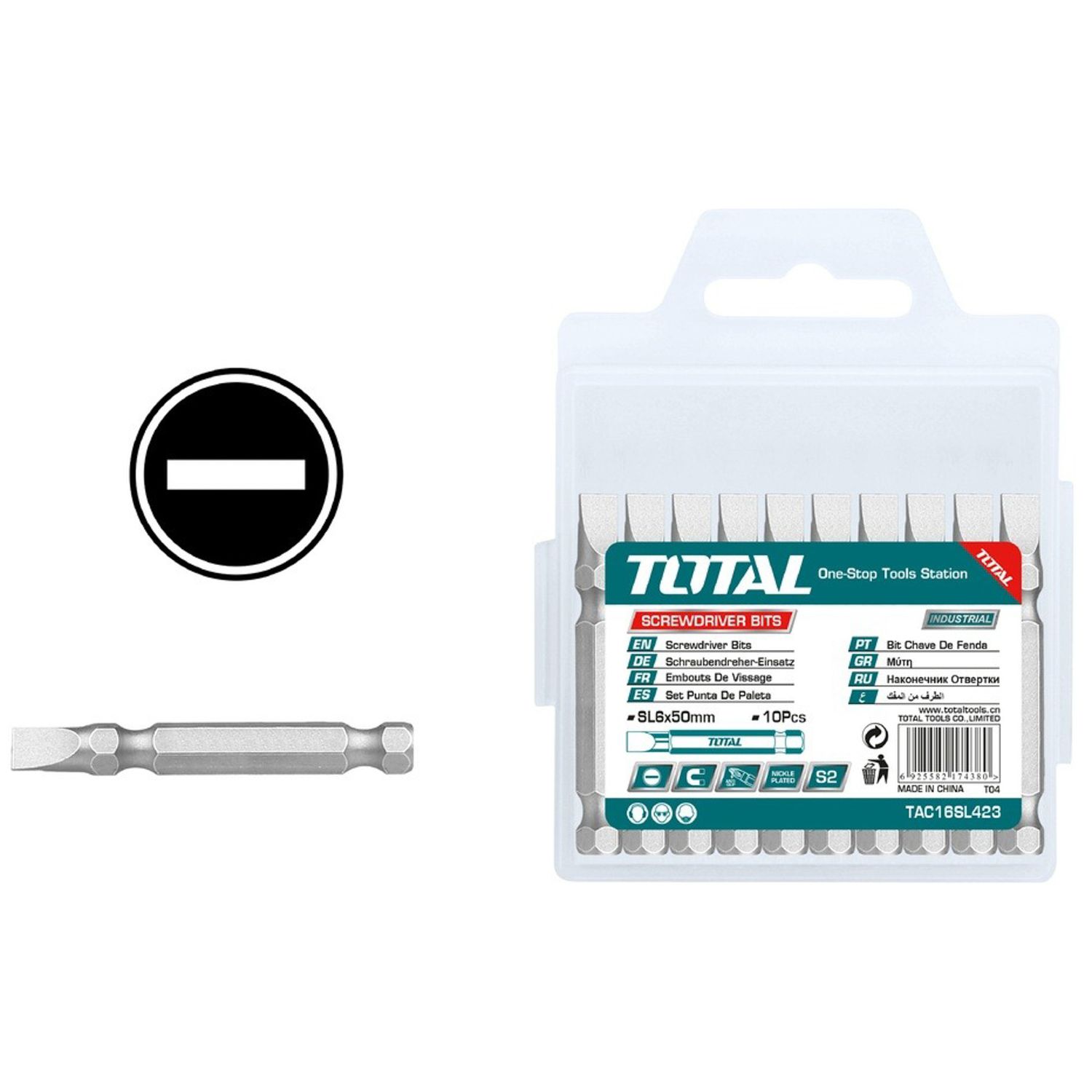 BITS PLANOS TOTAL TAC16SL423 SL6X50MM 10PZS
