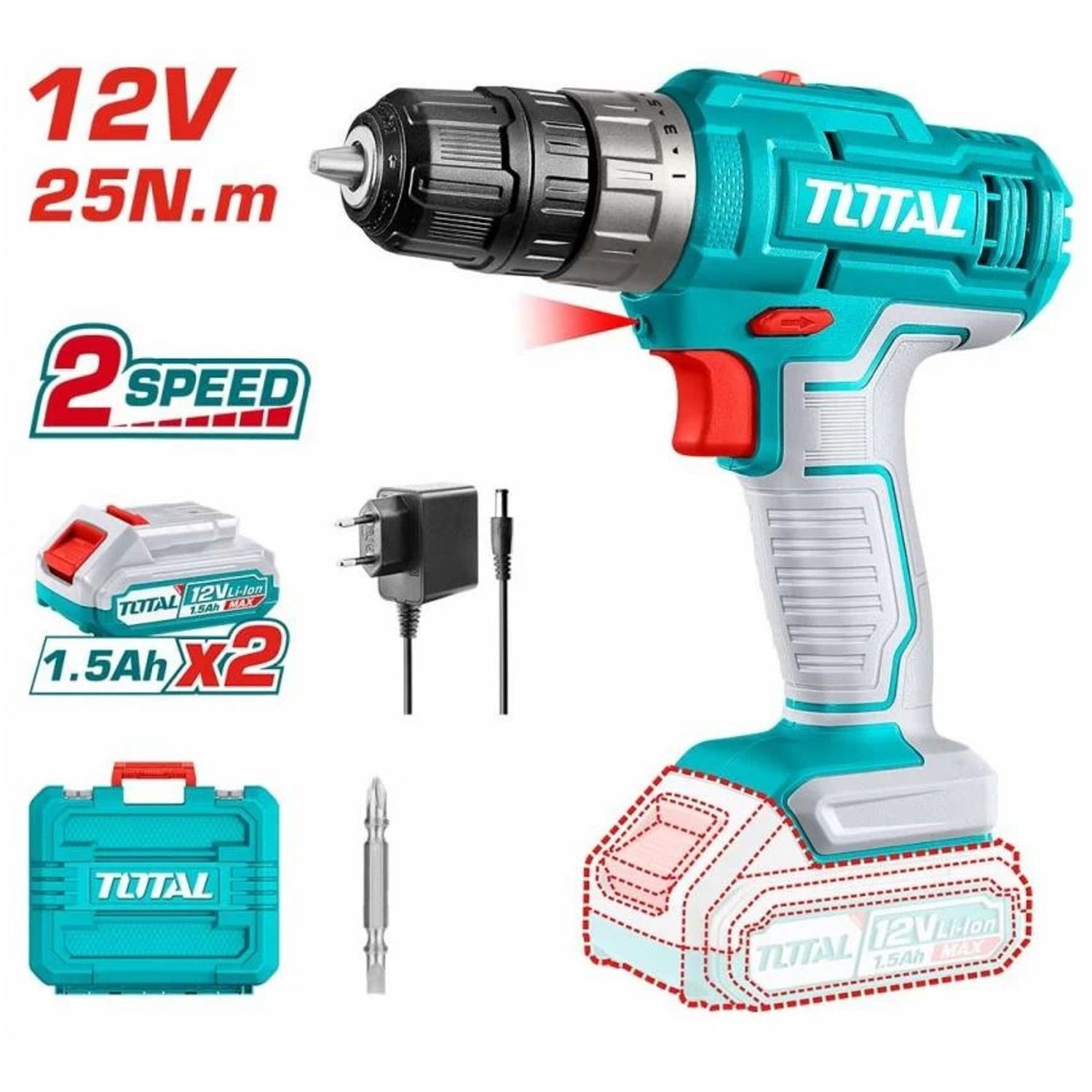 ATORNILLADOR CON IMPACTO TOTAL TDLI1228 1.5A 12V
