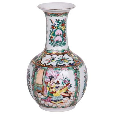 JARRON DE PORCELANA ORIENTAL FLOREADA
