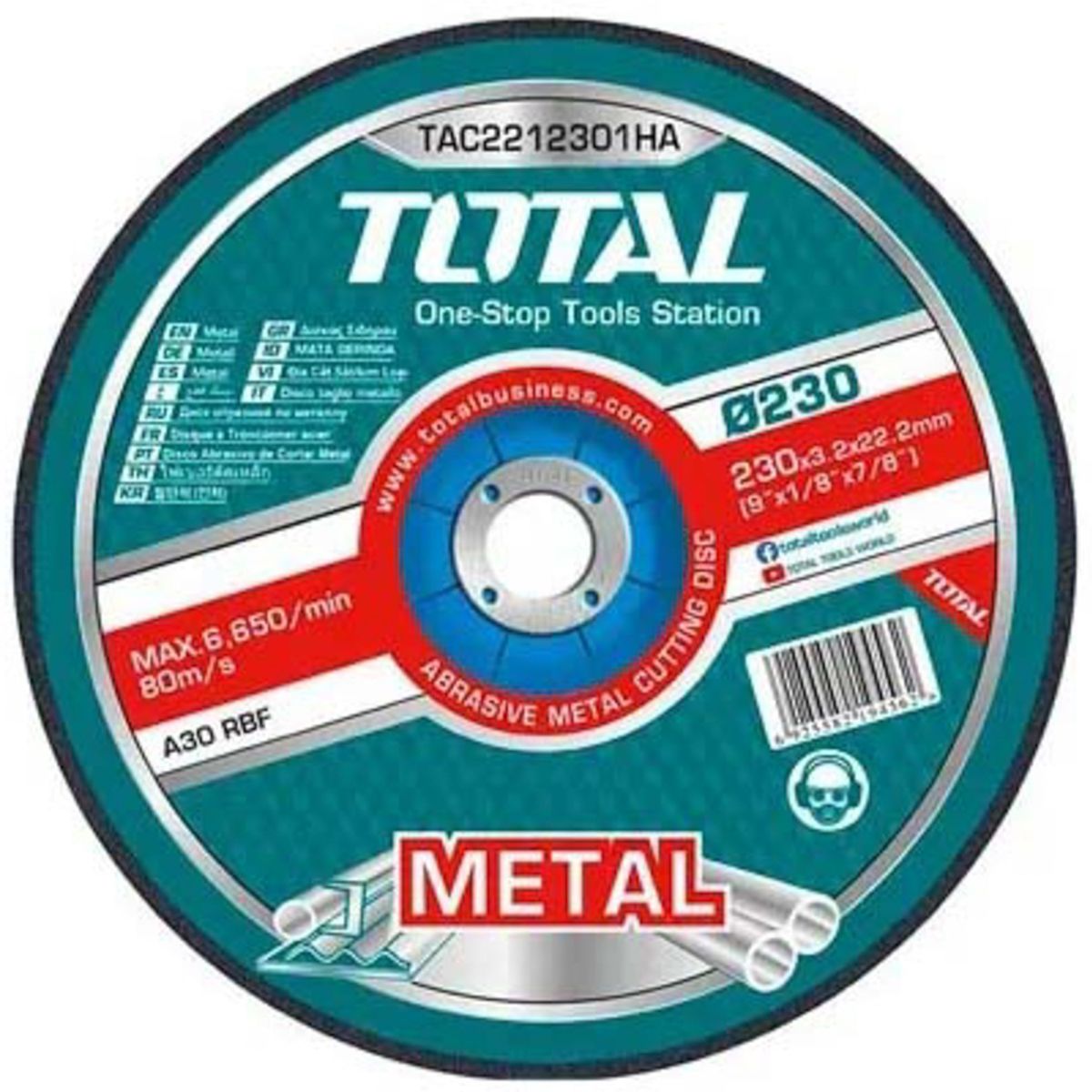 DISCO CORTE PARA METAL TOTAL TAC2212306 230X2X22MM