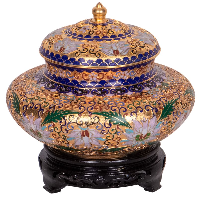 CENTRO DE MESA ESTILO ORIENTAL DORADO CON TAPA
